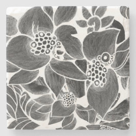 白黒フローラ ストーンコースター