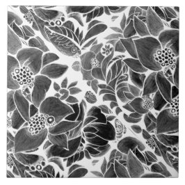 白黒フローラ タイル