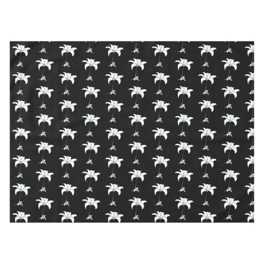 白黒フローラ テーブルクロス (正面(横))