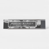 白黒フローラ デスクネームプレート (正面)