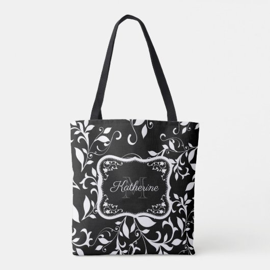 白黒フローラ トートバッグ (裏面)