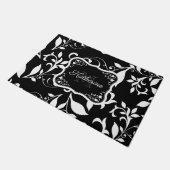 白黒フローラ ドアマット (アングル)