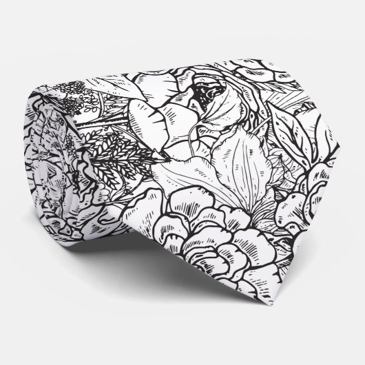 白黒フローラ ネクタイ (ロール)