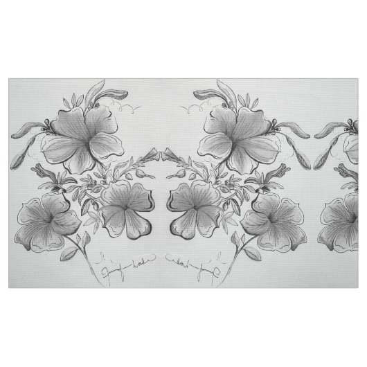 白黒フローラ ファブリック (ファットクウォーター)