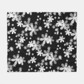 白黒フローラ フリースブランケット (正面(横))
