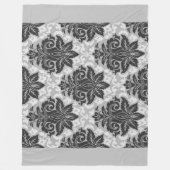 白黒フローラ フリースブランケット (正面)