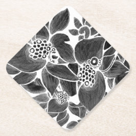 白黒フローラ ペーパーコースター