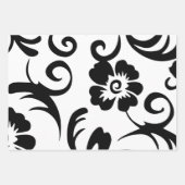 白黒フローラ ラッピングペーパーシート (正面)