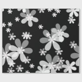 白黒フローラ ラッピングペーパー (フラット)