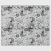 白黒フローラ ラッピングペーパー (フラット)