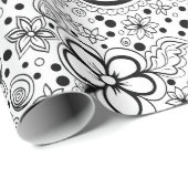 白黒フローラ ラッピングペーパー (ロールコーナー)