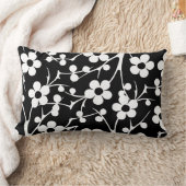 白黒フローラ ランバークッション (ブランケット)