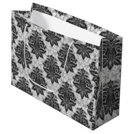 白黒フローラ ラージペーパーバッグ
