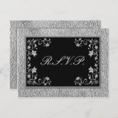 白黒フローラRSVPポストカード インビテーションポストカード (正面/裏面)