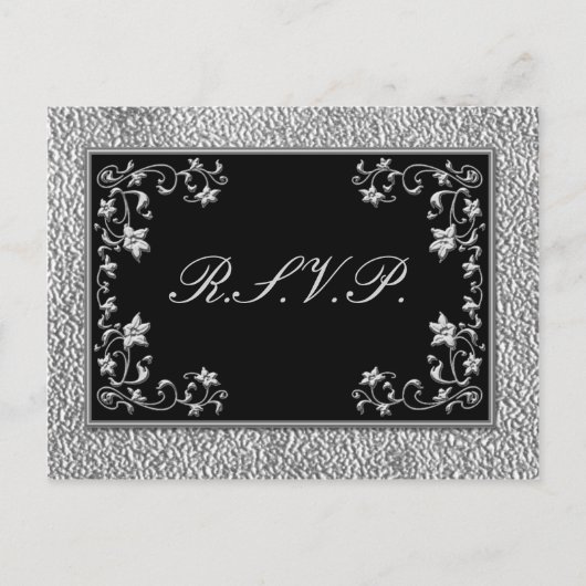 白黒フローラRSVPポストカード インビテーションポストカード (正面)