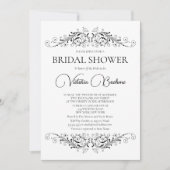 白黒フローリッシュエレガンスブライダルシャワー 招待状 (正面)