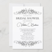 白黒フローリッシュエレガンスブライダルシャワー 招待状 (正面)