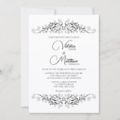 白黒フローリッシュエレガンス結婚ズ 招待状 (正面)