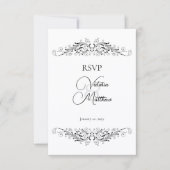 白黒フローリッシュエレガンスRSVP 出欠カード (正面)