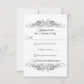 白黒フローリッシュエレガンスRSVP 出欠カード (裏面)