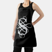 白黒フローリッシュ渦巻形のイニシャルモノグラム エプロン (インサイチュ)