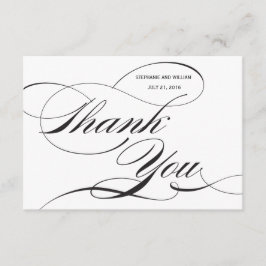 白黒フローリッシュ結婚のサンキューカード サンキューカード