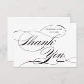 白黒フローリッシュ結婚のサンキューカード サンキューカード (正面/裏面)