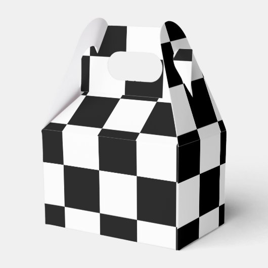 白黒フ市松模様にラグ男子のパーティーギフトボックス フェイバーボックス (裏面サイド)