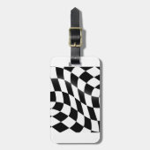 白黒フ市松模様にラグ ラゲッジタグ (正面縦)