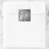 白黒ブッダ顔 スクエアシール (バッグ)