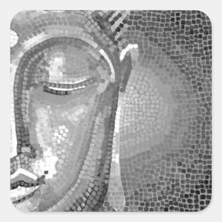 白黒ブッダ顔 スクエアシール