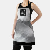 白黒ブドウの写真葉イニシャルグレー エプロン (インサイチュ)