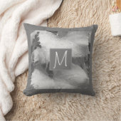 白黒ブドウの写真葉イニシャルグレー クッション (ブランケット)