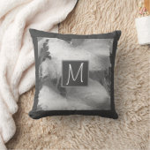 白黒ブドウの写真葉イニシャルグレー クッション (ブランケット)