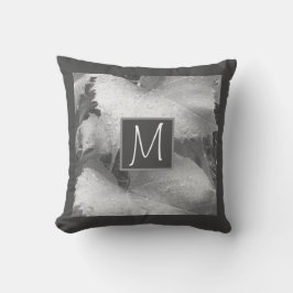 白黒ブドウの写真葉イニシャルグレー クッション