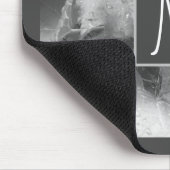 白黒ブドウの写真葉イニシャルグレー マウスパッド (コーナー)