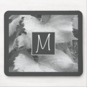 白黒ブドウの写真葉イニシャルグレー マウスパッド (正面)