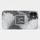 白黒ブドウの写真葉イニシャルグレー Case-Mate iPhoneケース (裏面(横))
