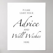 白黒ブライダルシャワーアドバイスとウェルウィッシュ ポスター (正面)