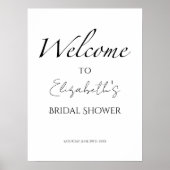 白黒ブライダルシャワーウェルカムサイン ポスター (正面)
