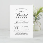 白黒ブライダルシャワーエレガントへの招待 招待状 (スタンド正面)