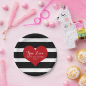 白黒ブライダルシャワーストライププレート ペーパープレート (パーティー)