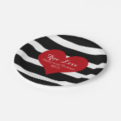 白黒ブライダルシャワーストライププレート ペーパープレート (アングル)