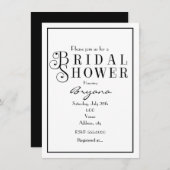 白黒ブライダルシャワータイポグラフィ招待状 招待状 (正面/裏面)