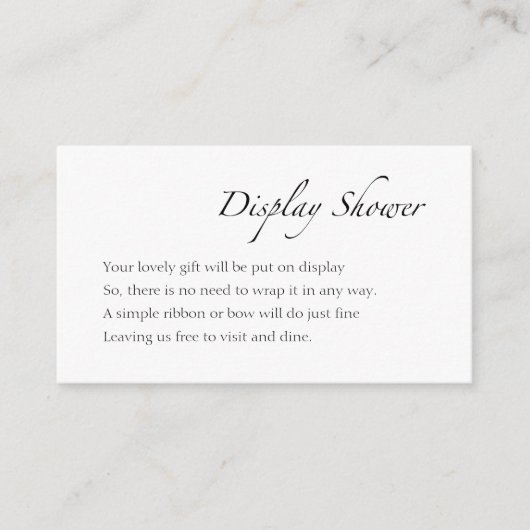 白黒ブライダルシャワーディスプレイシャワー エンクロージャーカード (正面)