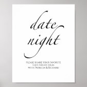 白黒ブライダルシャワーデイトナイトジャールサイン ポスター (正面)