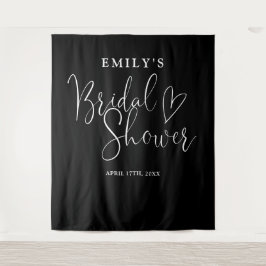 白黒ブライダルシャワー写真の背景 タペストリー