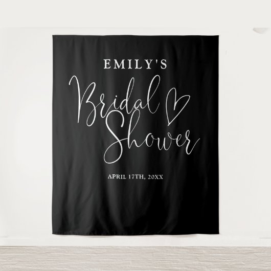 白黒ブライダルシャワー写真の背景 タペストリー (正面)