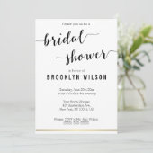 白黒ブライダルシャワー招待状金ゴールド線 招待状 (スタンド正面)