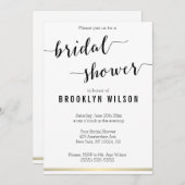 白黒ブライダルシャワー招待状金ゴールド線 招待状 (正面/裏面)